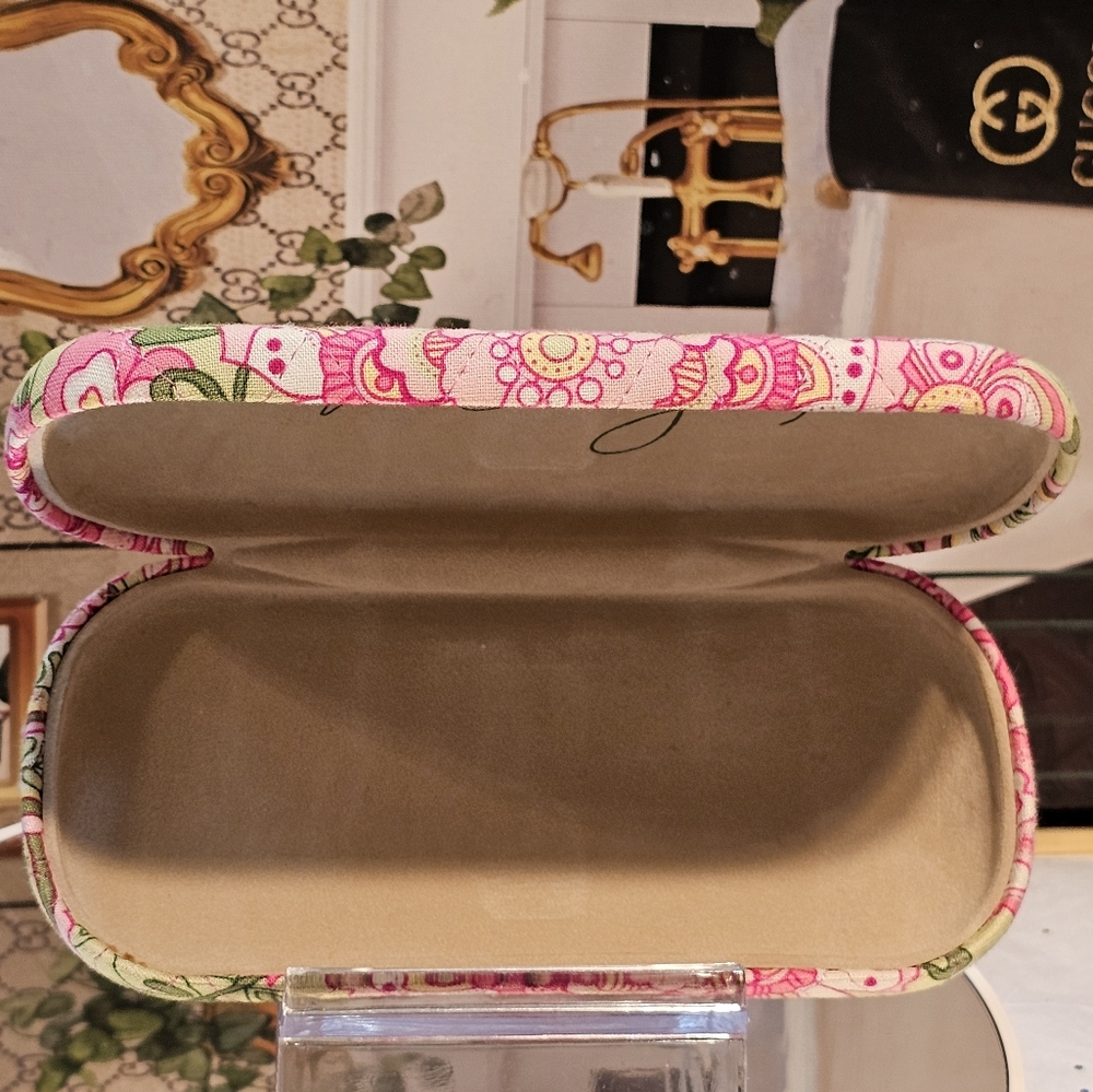 Vera Bradley Pink and Green Floral Sunglasses Case with Structured Design - Picture 5 of 6